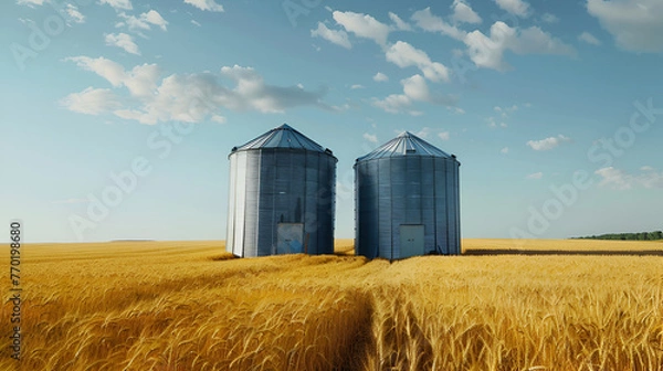 Fototapeta wheat field and barn , generative ai