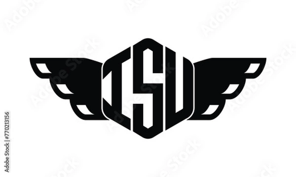 Obraz ISU polygon wings logo design vector template.