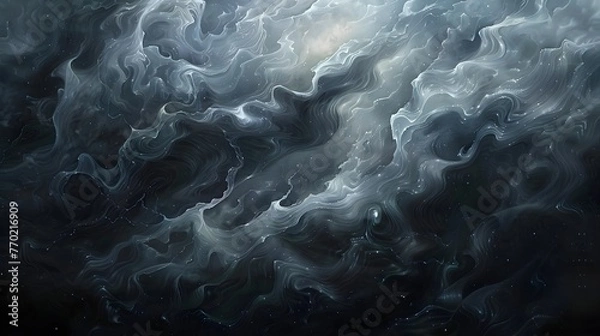 Obraz Abstract Cosmic Nebula in Blue and Black Tones Wallpaper Background