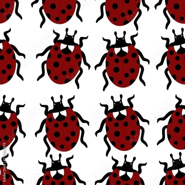 Fototapeta Seamless pattern with ladybugs
