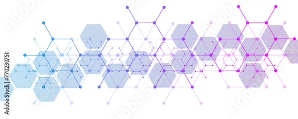 Fototapeta hexagonal technology background picture Molecular structure concept or science engineering banner design. Advertising material