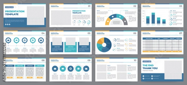 Fototapeta Modern presentation slide templates. Infographic elements template set for web, print, annual report brochure, business flyer leaflet marketing and advertising template. Vector Illustration.