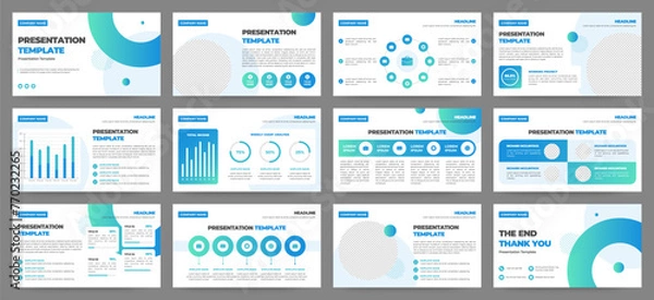 Fototapeta Modern presentation slide templates. Infographic elements template set for web, print, annual report brochure, business flyer leaflet marketing and advertising template. Vector Illustration.