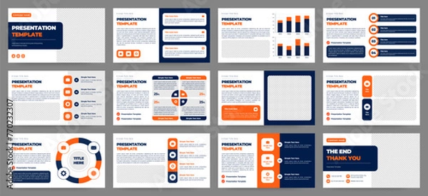 Fototapeta Modern presentation slide templates. Infographic elements template set for web, print, annual report brochure, business flyer leaflet marketing and advertising template. Vector Illustration.
