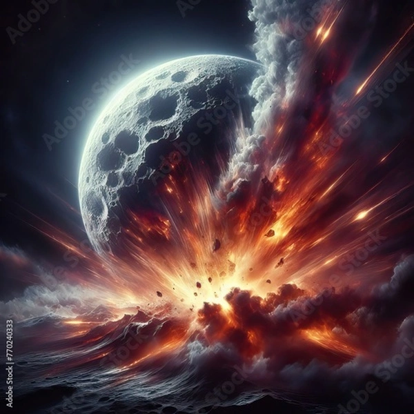 Fototapeta The moon explodes illustration