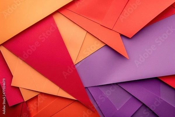 Fototapeta Minimalistic Abstract Background with Colorful Flat Paper Sheets – Modern Design for Creative Projects, Graphic Design, and Branding. Generative AI