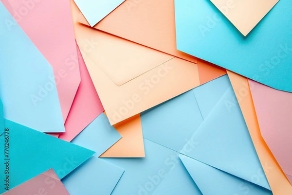 Fototapeta Minimalistic Abstract Background with Colorful Flat Paper Sheets – Modern Design for Creative Projects, Graphic Design, and Branding. Generative AI