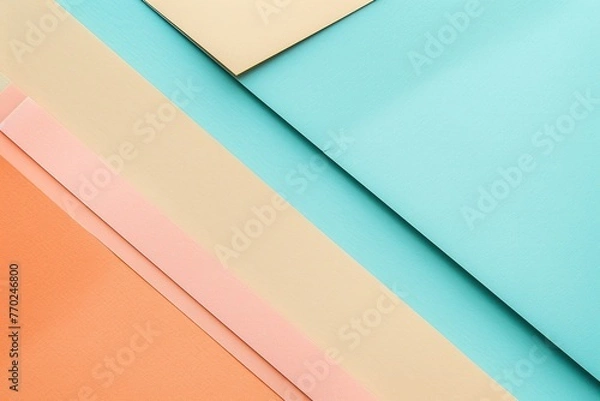 Fototapeta Minimalistic Abstract Background with Colorful Flat Paper Sheets – Modern Design for Creative Projects, Graphic Design, and Branding. Generative AI