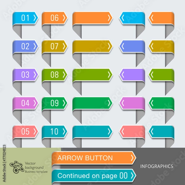 Fototapeta Infographic Vector Arrow Button #Footer and Header