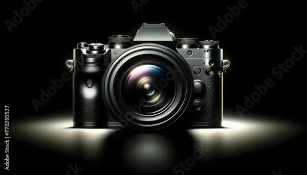 Fototapeta Digital camera placed on studio background