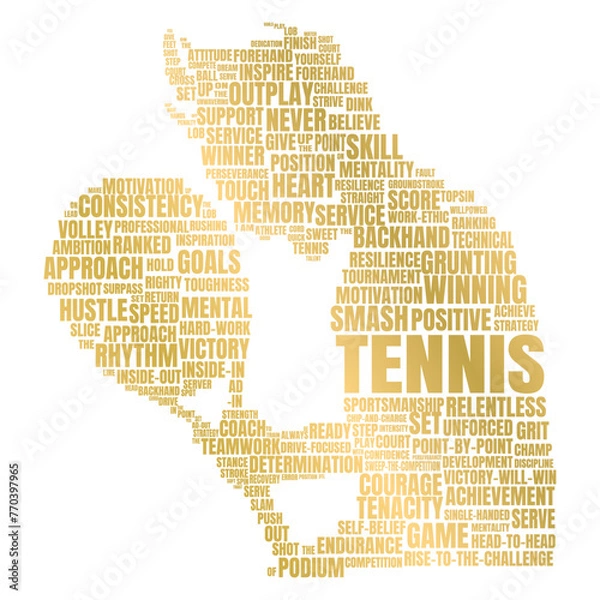 Obraz Gold Silhouette Tennis Male Player Shouting Winning Tournament Competition Cup