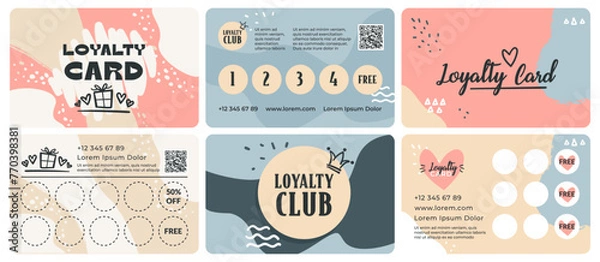Obraz Loyalty card design set with colorful decoration