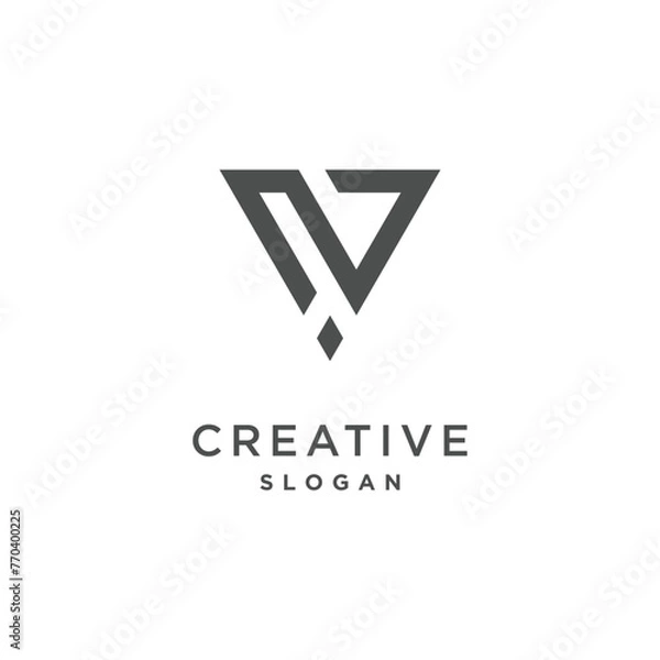 Fototapeta Letter v design element vector icon with creative and simple style
