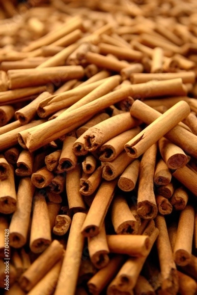 Obraz a power of cinnamon stick close-up view.
