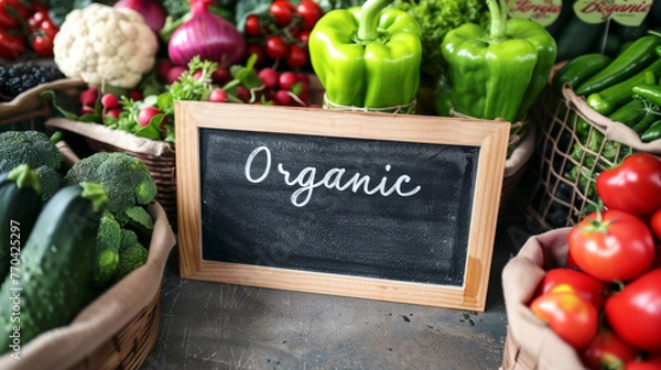 Obraz An abundant variety of fresh organic vegetables entice shoppers at the market with their vibrant colors and wholesome appeal.