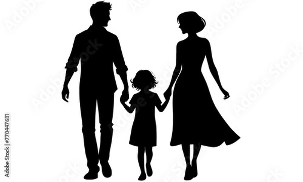 Obraz silhouettes of happy family