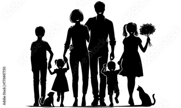 Obraz silhouettes of happy family