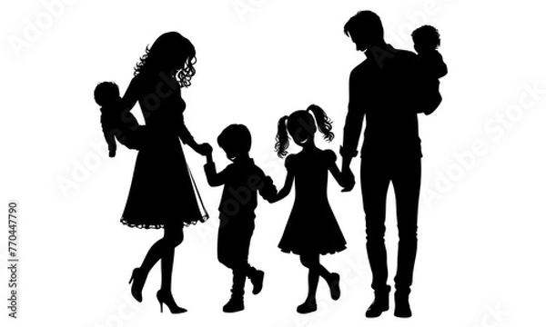 Obraz silhouettes of happy family