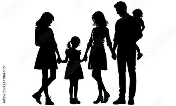 Obraz silhouettes of happy family