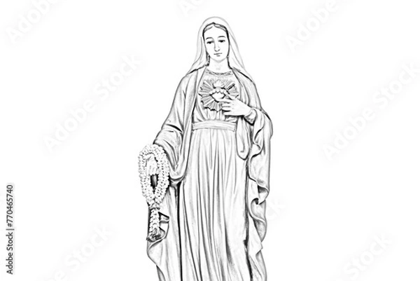Fototapeta Beautiful Statue of Our lady of grace virgin Mary isolated on Vector illustration White Background high resolution for graphic decoration, suitable for both web and print media.