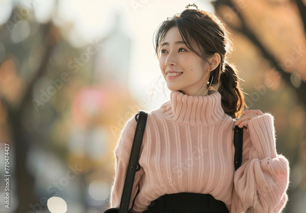 Obraz 女性　秋　冬　美しい　かわいい　デート