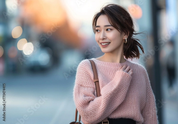 Obraz 女性　秋　冬　美しい　かわいい　デート