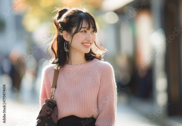 Obraz 女性　秋　冬　美しい　かわいい　デート