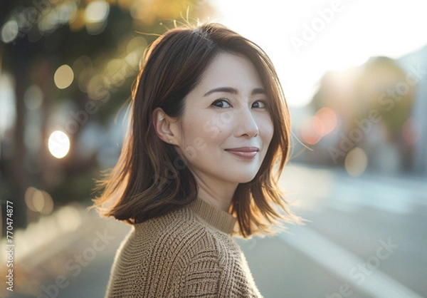 Obraz 女性　秋　冬　美しい　かわいい　デート