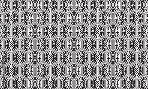 Fototapeta Embrace timeless elegance with this captivating black and white geometric pattern. Perfect for adding sophistication to your designs.