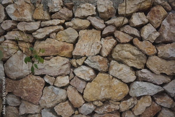 Obraz ungrouted stone masonry riprap wall 2