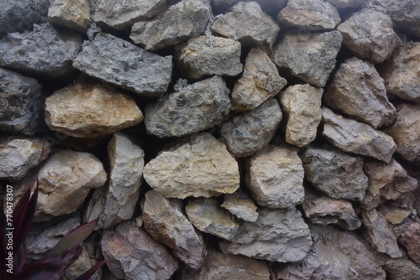 Obraz ungrouted stone masonry riprap wall 1