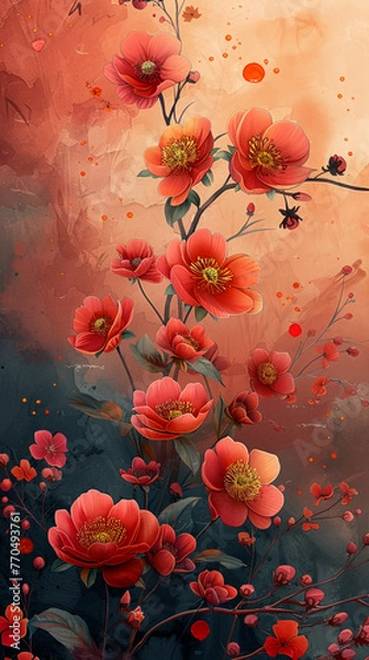 Fototapeta flowers spring background. AI generative