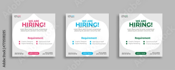 Fototapeta We are hiring job vacancy social media post or square web banner template vector design