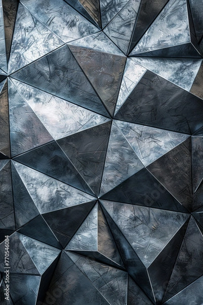 Fototapeta Geometric triangle pattern metallic metal surface for background
