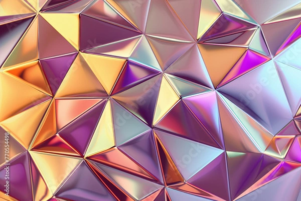 Fototapeta Glossy metallic geometric triangle patterns for background