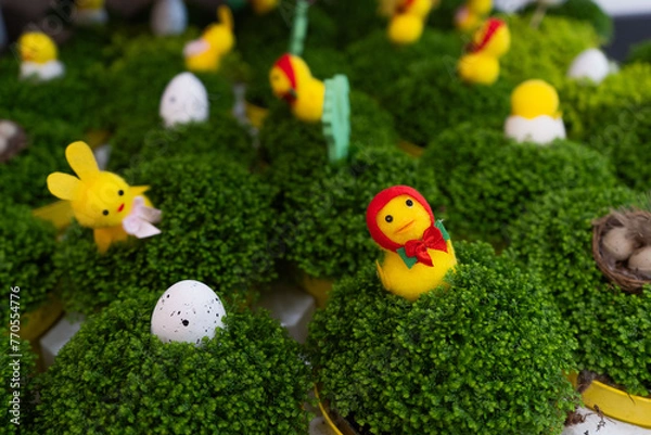 Obraz easter bunny and eggs chicken, spring