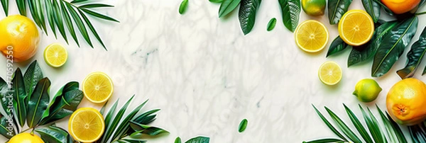 Fototapeta Fresh Green Leaves on White Background, Creating a Natural and Vibrant Botanical Pattern for Healthy Lifestyle