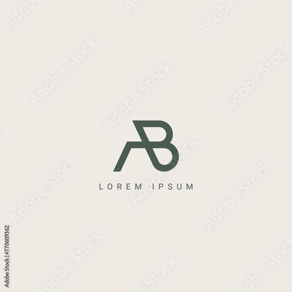 Fototapeta Minimal creative initial based AB logo and BA logo. Letter AB BA creative elegant monogram white color on black background