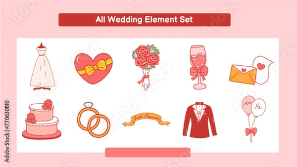 Fototapeta All Wedding Element Set