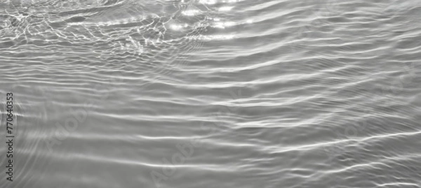 Fototapeta Closeup of desaturated transparent clear calm water surface texture with splashes and bubble. Generative AI.