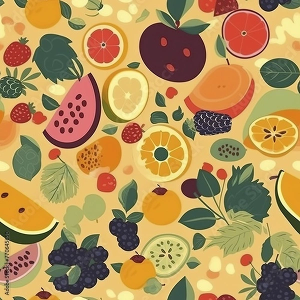 Fototapeta Fruit assorted, seamless pattern, texture, background.