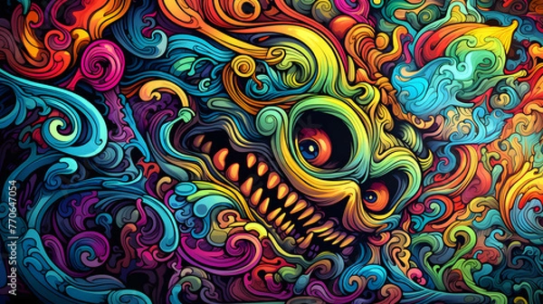 Obraz colorful spychedelic style wallpaper, psychedelic style wallpapper colorful vibe, trippy wallpaper, tipping