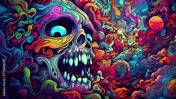 Fototapeta colorful spychedelic style wallpaper, psychedelic style wallpapper colorful vibe, trippy wallpaper, tipping