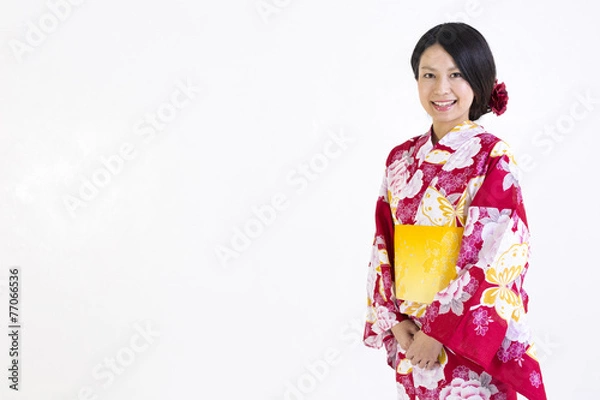 Fototapeta コピースペース　浴衣姿の女性
