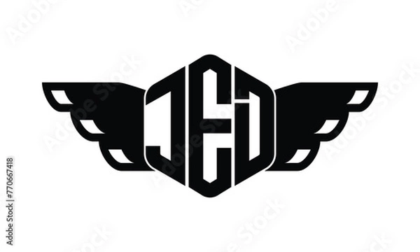 Obraz JED polygon wings logo design vector template.