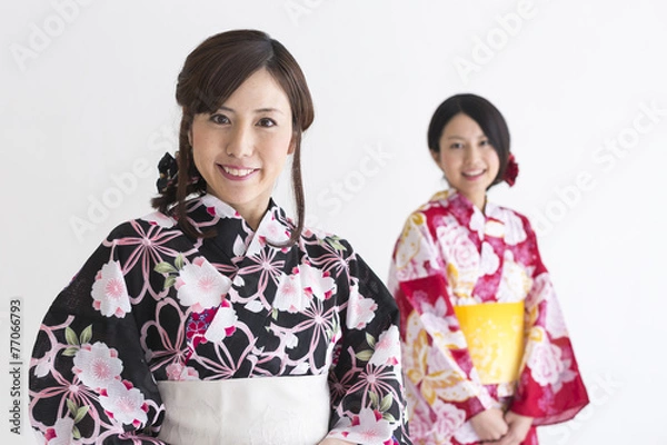 Fototapeta 和装 浴衣姿の女性二人