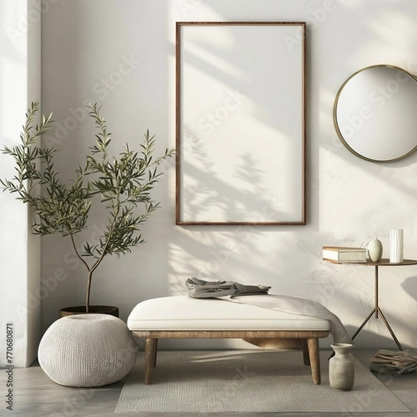Fototapeta frame Mockup, Korean apartment, home interior, 3d render