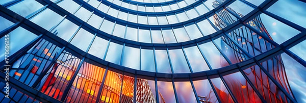 Obraz Odblaskowe cuda architektury: nowoczesna szklana kopuła łącząca istotę projektowania i eksploracji miejskiej