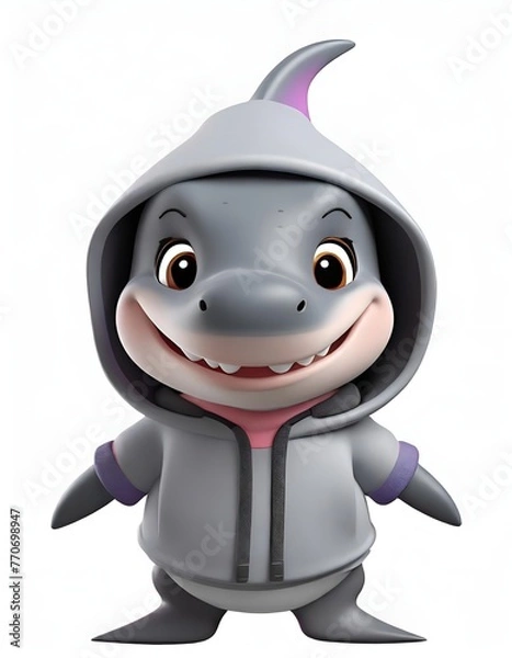 Obraz 3d white shark cartoon