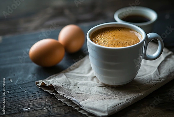 Obraz - breakfast with coffee and eggs, generative ai